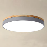 Nowoczesna Lampa Sufitowa LED z Drewnianym Akcentem | Minimalistyczny Plafon do Salonu