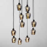 Lampa Wisząca 11-Punktowa Czarna | Nowoczesna Lampa Sufitowa z Kloszami Dymionymi