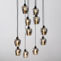 Lampa Wisząca 11-Punktowa Czarna | Nowoczesna Lampa Sufitowa z Kloszami Dymionymi