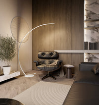 Lampa Stojąca LED w Formie Łuku do Salonu | Nowoczesna Lampa Podłogowa