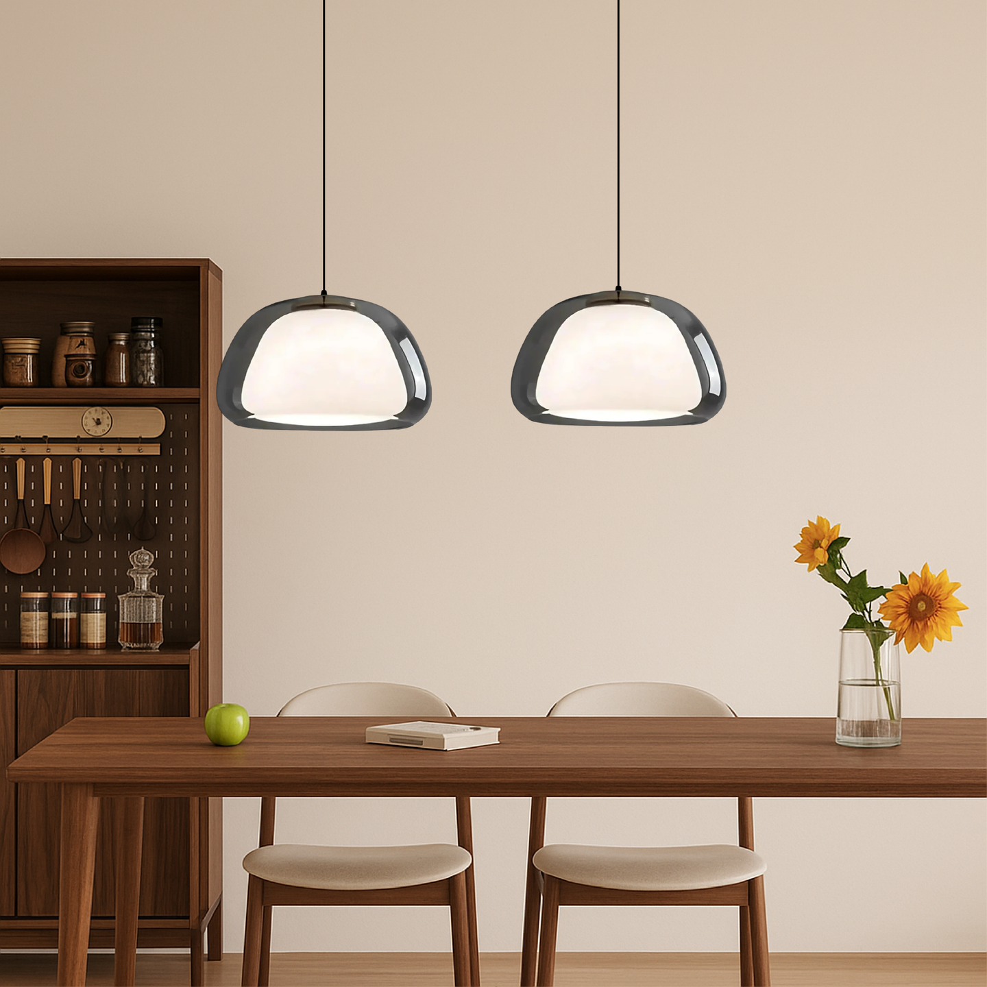 Lampa Wisząca ze Szkła | Minimalistyczna Lampa Sufitowa do Kuchni i Jadalni