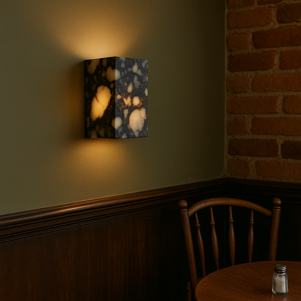 Kinkiet Ścienny Marmurowy Cube do Sypialni | Nowoczesne Oświetlenie LED