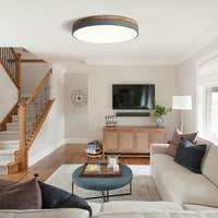 Nowoczesna Lampa Sufitowa LED z Drewnianym Akcentem | Minimalistyczny Plafon do Salonu