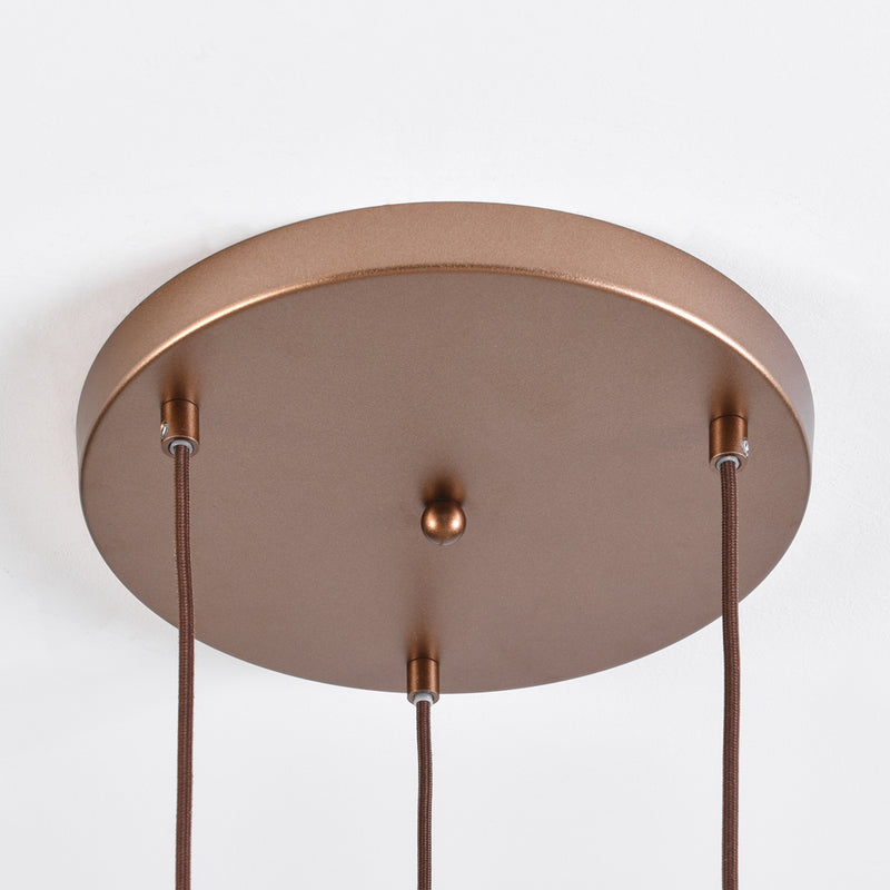 Lampa Wisząca 3-Punktowa Brązowa | Nowoczesna Lampa Sufitowa z Bursztynowym Szkłem