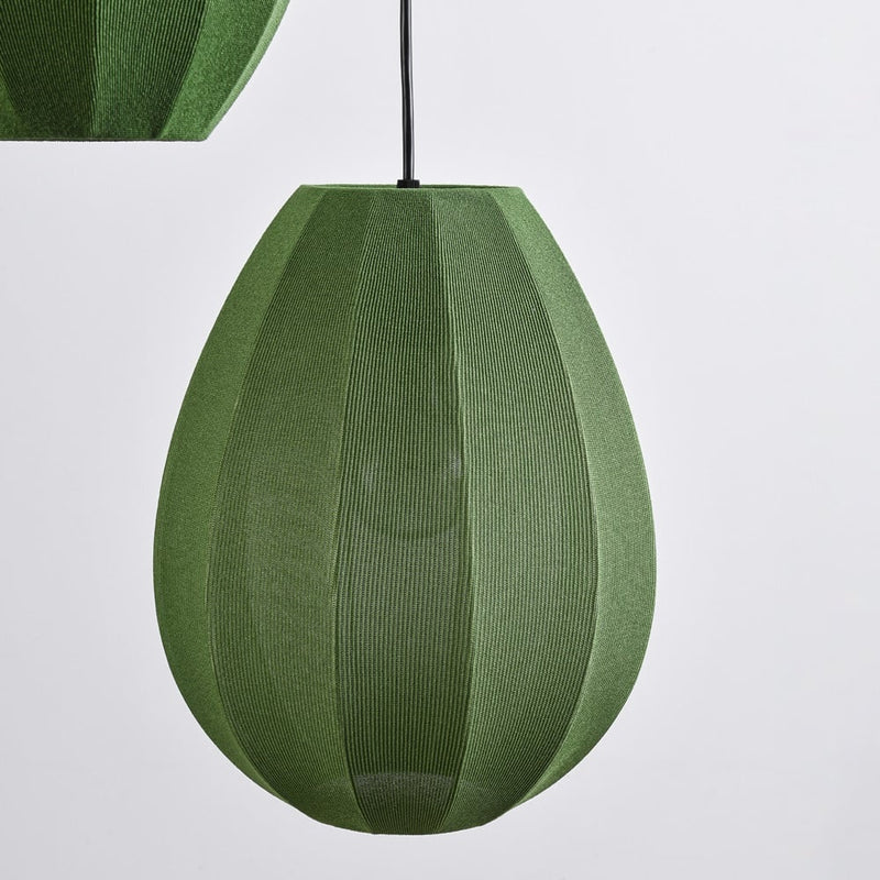 Lampa Wisząca Japandi 3-Punktowa | Lampa Sufitowa z Zielonymi Kloszami