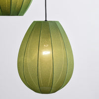 Lampa Wisząca Japandi 3-Punktowa | Lampa Sufitowa z Zielonymi Kloszami
