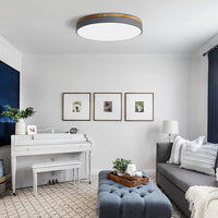 Nowoczesna Lampa Sufitowa LED z Drewnianym Akcentem | Minimalistyczny Plafon do Salonu