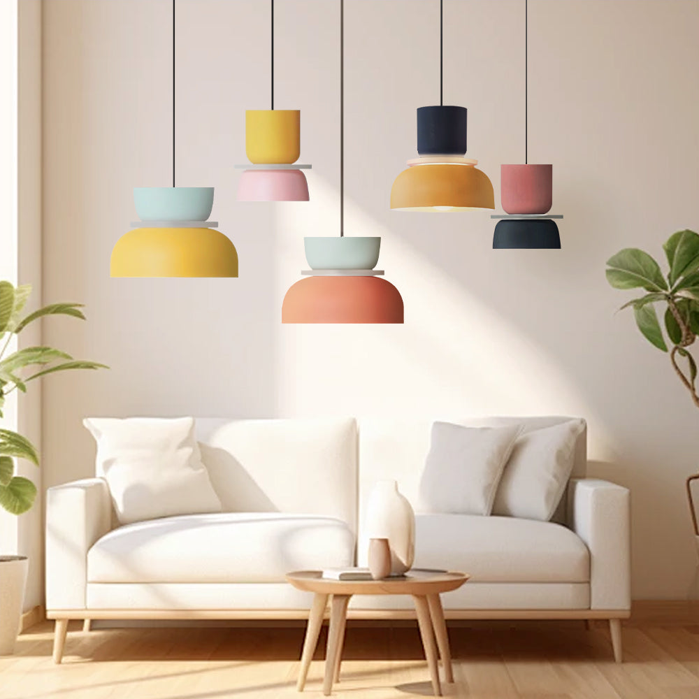 Lampa Sufitowa Wisząca w Stylu Nordic Color Block | Kolorowy Żyrandol LED