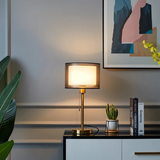 Lampa Stołowa Vintage z Tkaninowym Kloszem | Ciepłe Światło do Sypialni lub Biura