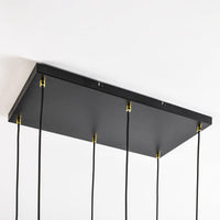 Lampa Wisząca 6-Punktowa Czarna | Lampa Sufitowa ze Szkłem Kolorowym