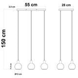 Lampa Wisząca 6-Punktowa Czarna | Lampa Sufitowa ze Szkłem Kolorowym