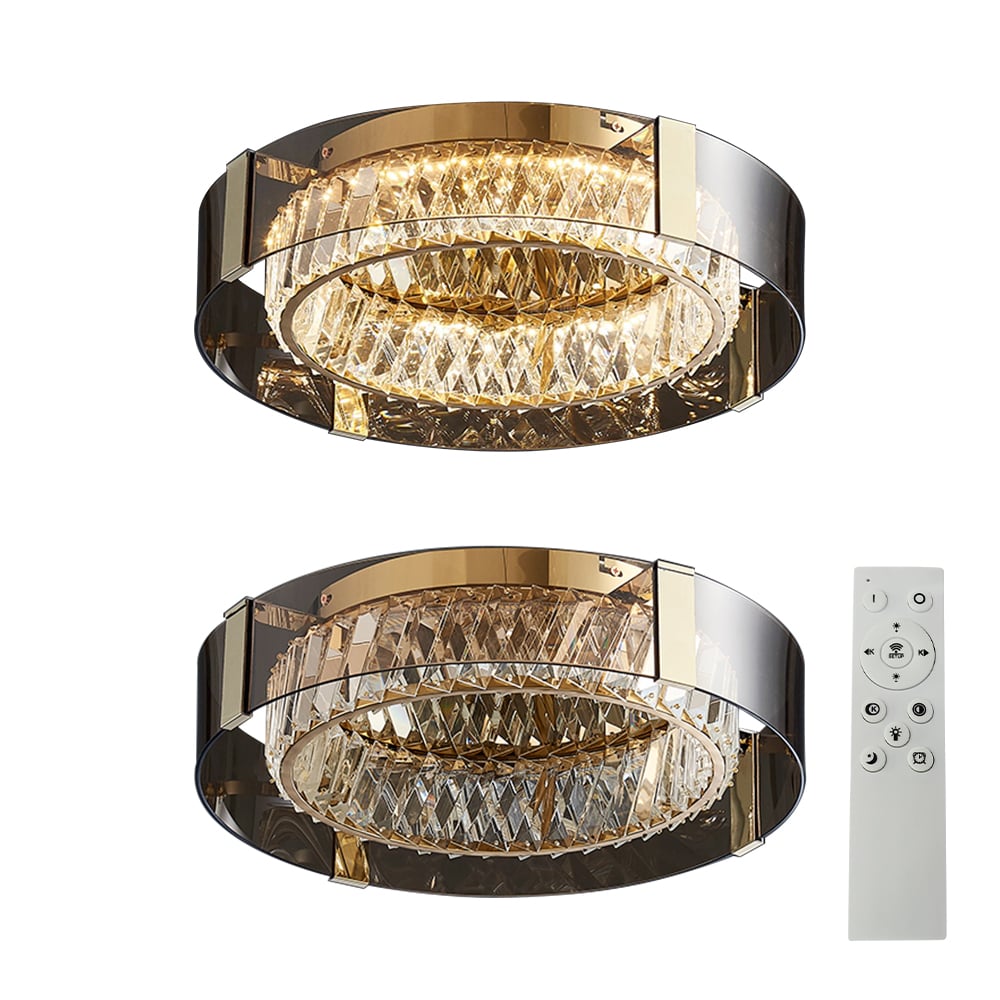 Nowoczesny Kryształowy Żyrandol LED z Pilotem | Elegancka Lampa Sufitowa