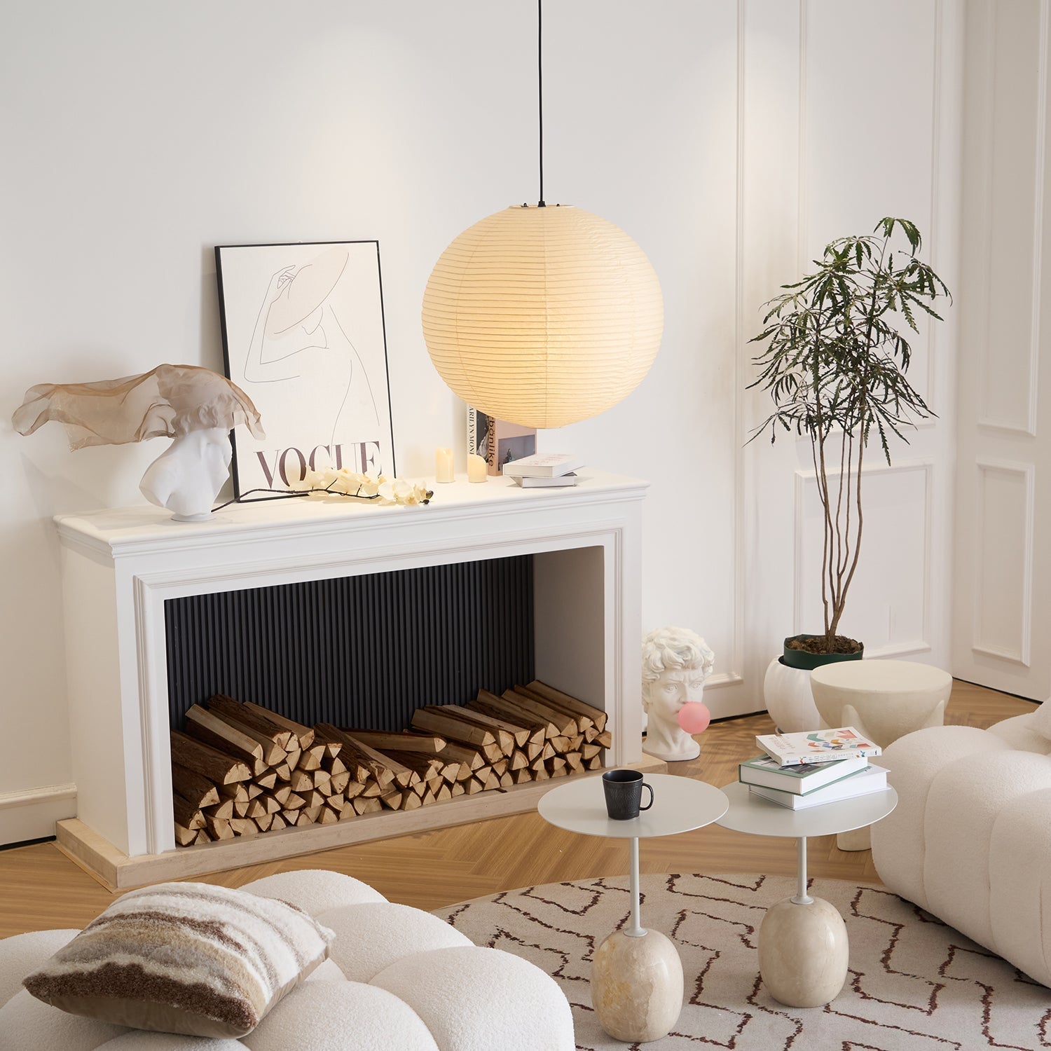 Japońska Lampa Wisząca z Papieru | Minimalistyczne Oświetlenie Sufitowe