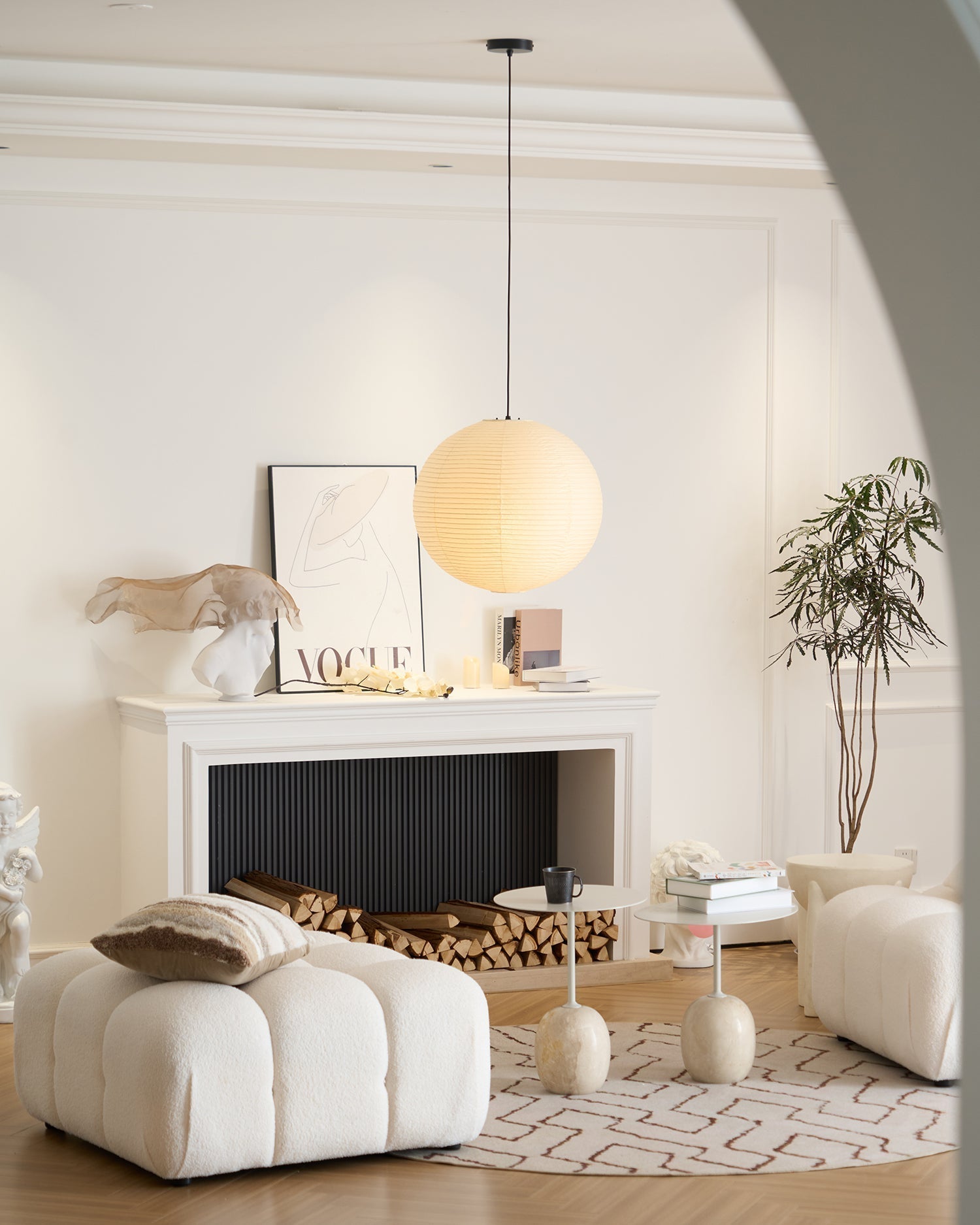 Japońska Lampa Wisząca z Papieru | Minimalistyczne Oświetlenie Sufitowe