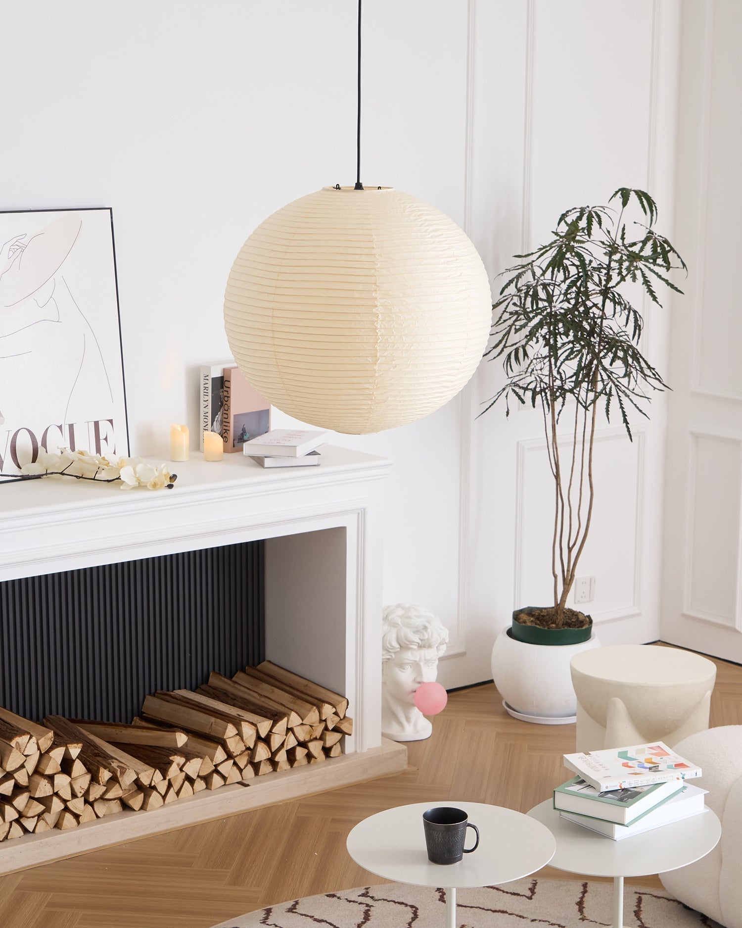 Japońska Lampa Wisząca z Papieru | Minimalistyczne Oświetlenie Sufitowe