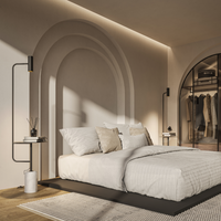 Lampa Stojąca LED z Blatem Stolika do Salonu | Nowoczesna Lampa Podłogowa