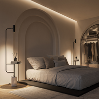 Lampa Stojąca LED z Blatem Stolika do Salonu | Nowoczesna Lampa Podłogowa