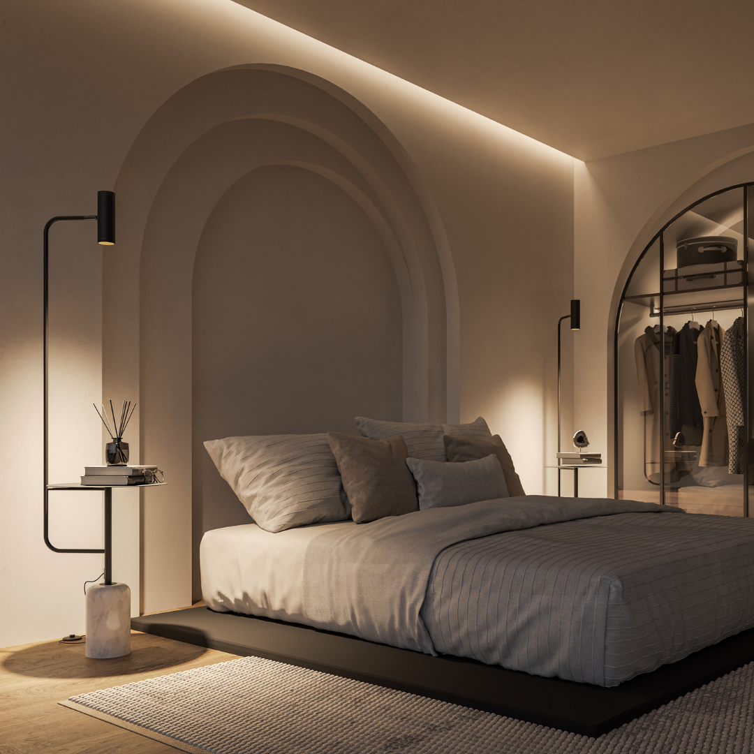 Lampa Stojąca LED z Blatem Stolika do Salonu | Nowoczesna Lampa Podłogowa