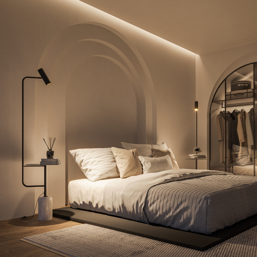 Lampa Stojąca LED z Blatem Stolika do Salonu | Nowoczesna Lampa Podłogowa