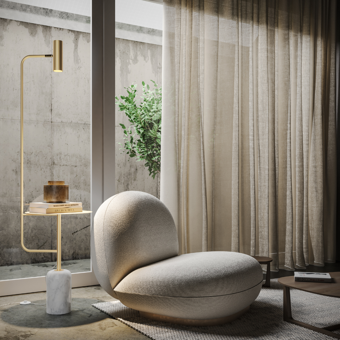 Lampa Stojąca LED z Blatem Stolika do Salonu | Nowoczesna Lampa Podłogowa