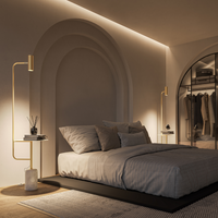 Lampa Stojąca LED z Blatem Stolika do Salonu | Nowoczesna Lampa Podłogowa