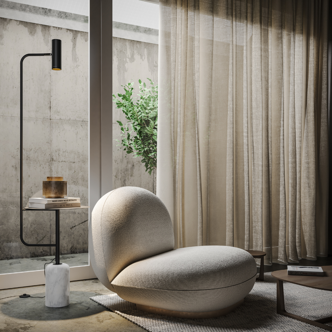 Lampa Stojąca LED z Blatem Stolika do Salonu | Nowoczesna Lampa Podłogowa