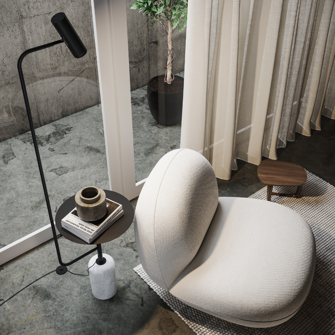 Lampa Stojąca LED z Blatem Stolika do Salonu | Nowoczesna Lampa Podłogowa