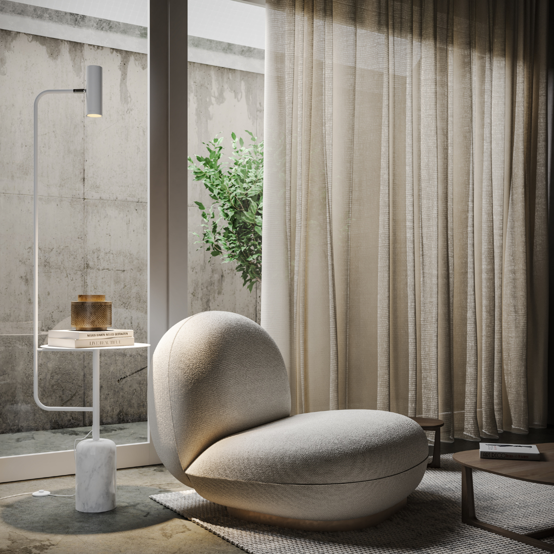 Lampa Stojąca LED z Blatem Stolika do Salonu | Nowoczesna Lampa Podłogowa