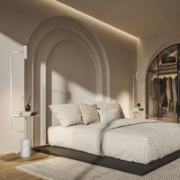 Lampa Stojąca LED z Blatem Stolika do Salonu | Nowoczesna Lampa Podłogowa