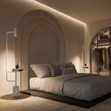 Lampa Stojąca LED z Blatem Stolika do Salonu | Nowoczesna Lampa Podłogowa