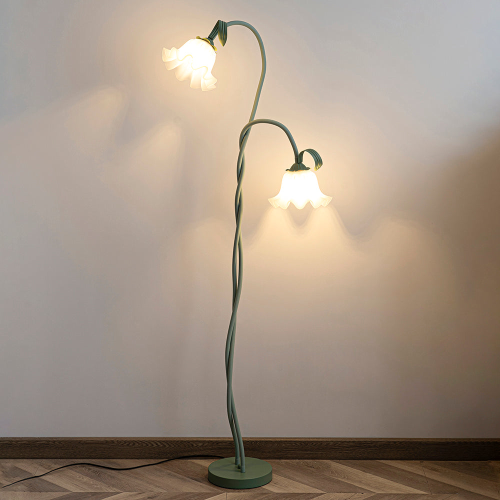 Lampa Podłogowa z Kwiatowym Motywem | Eleganckie Oświetlenie do Salonu