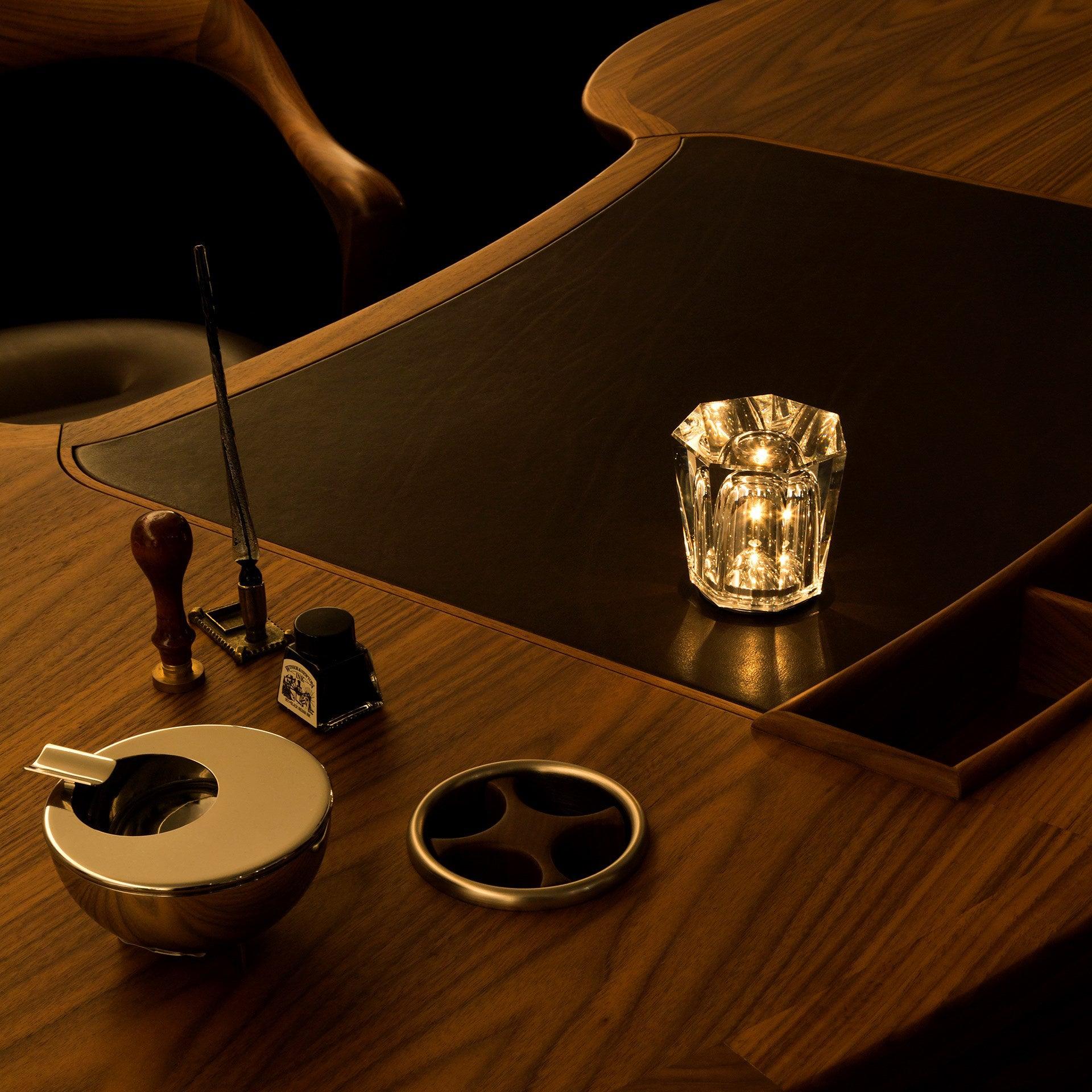 Kryształowa Lampka Stołowa | Elegancka Lampka LED z Funkcją Ładowania USB