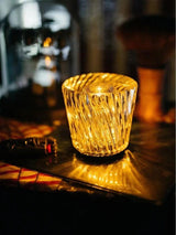 Kryształowa Lampka Stołowa | Elegancka Lampka LED z Funkcją Ładowania USB