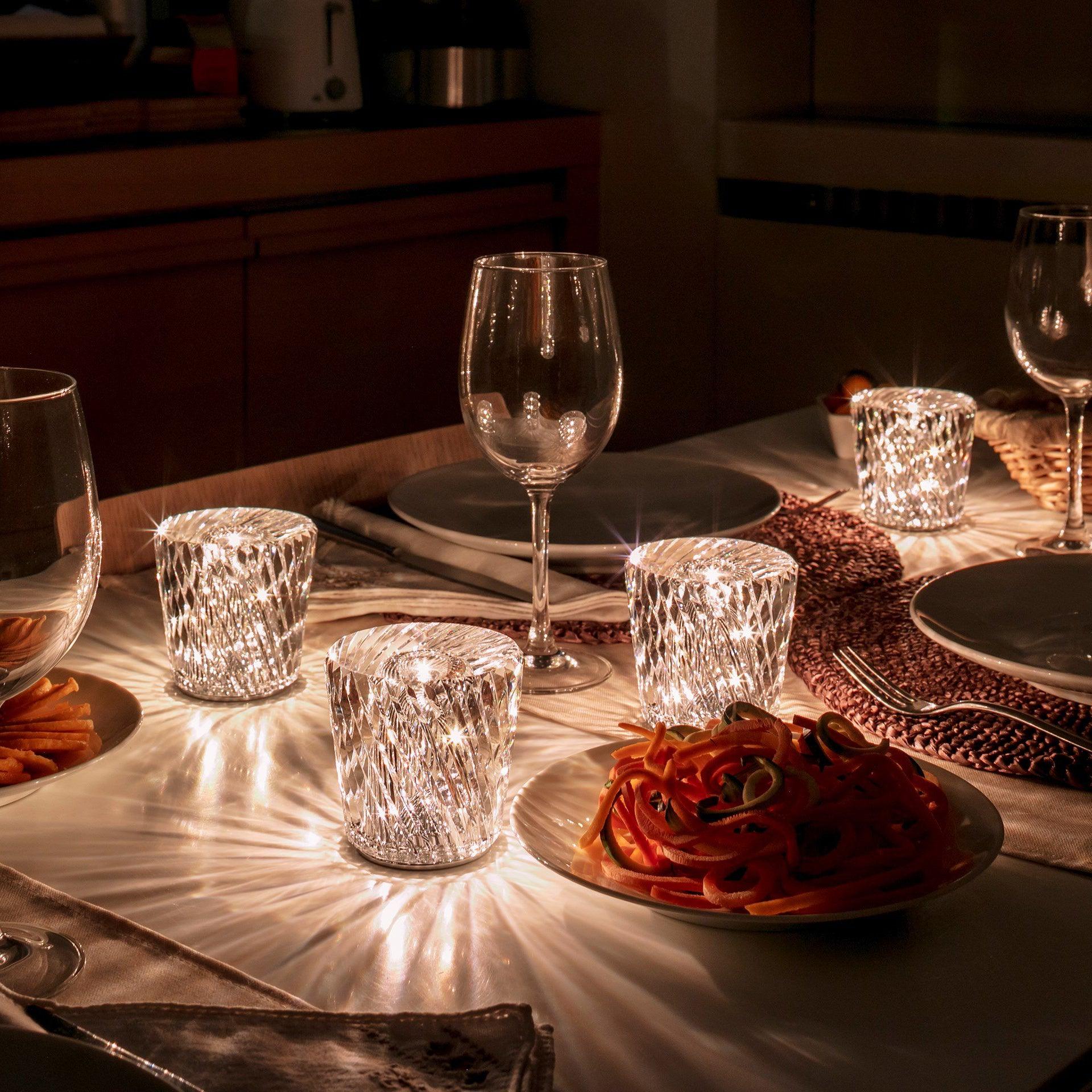 Kryształowa Lampka Stołowa | Elegancka Lampka LED z Funkcją Ładowania USB