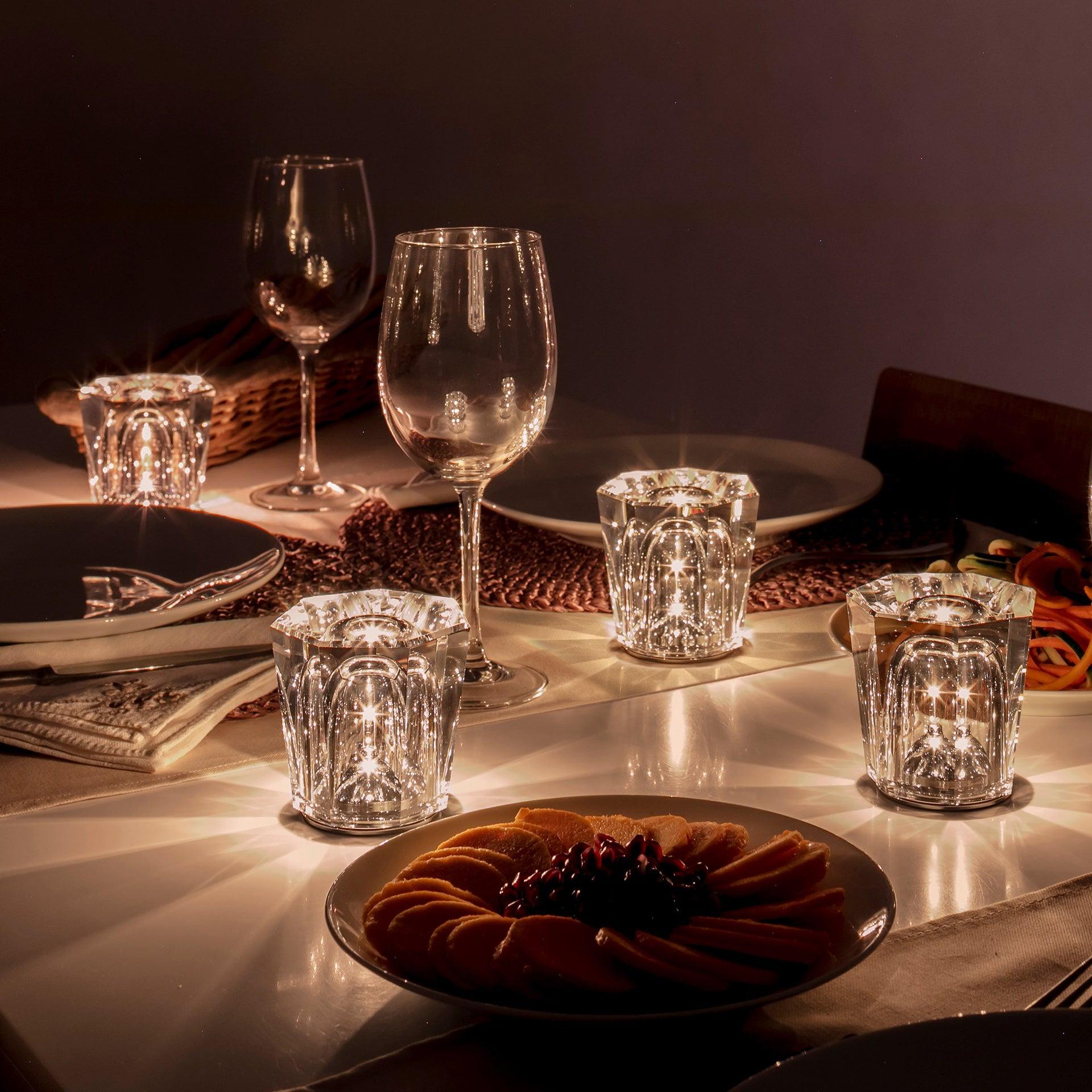 Kryształowa Lampka Stołowa | Elegancka Lampka LED z Funkcją Ładowania USB