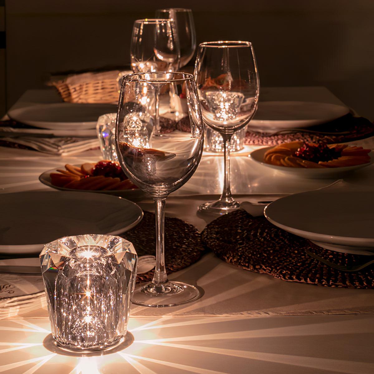 Kryształowa Lampka Stołowa | Elegancka Lampka LED z Funkcją Ładowania USB