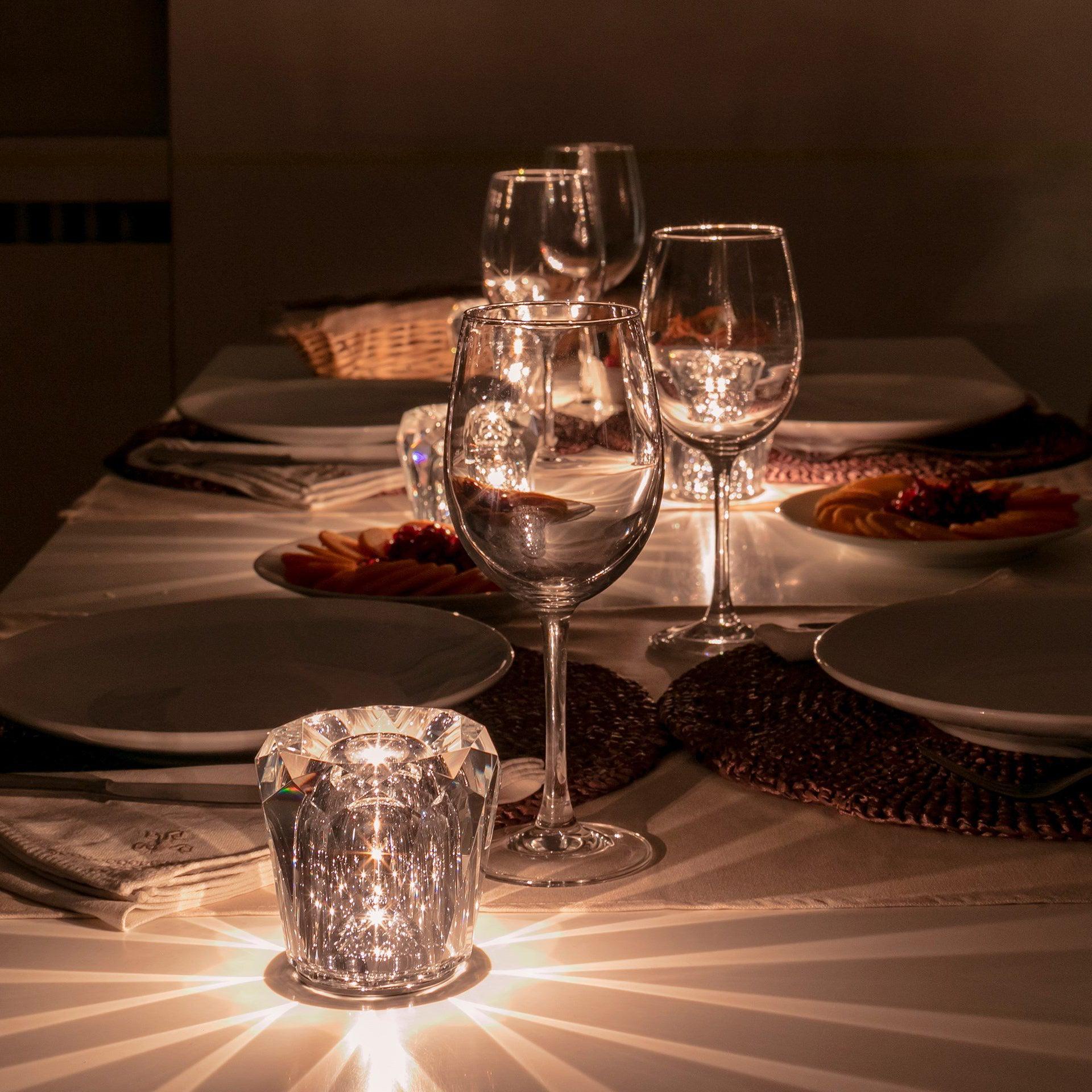 Kryształowa Lampka Stołowa | Elegancka Lampka LED z Funkcją Ładowania USB