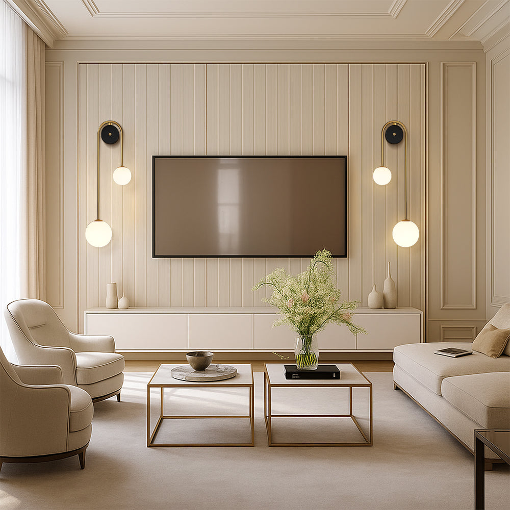 Nowoczesny Kinkiet Mosiężny | Zakrzywiona Lampa LED do Sypialni i Salonu