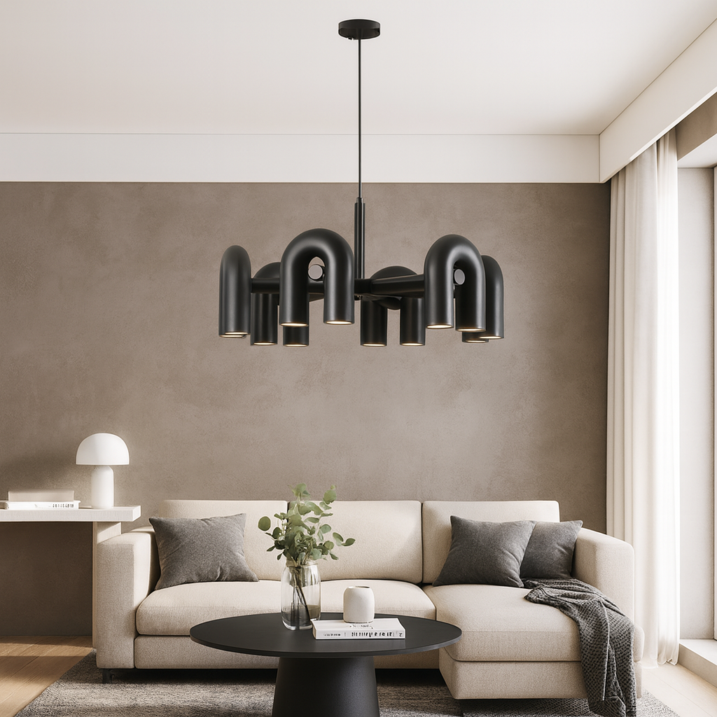 Żyrandol w Stylu Bauhaus | Geometryczna Lampa Sufitowa LED do Salonu i Jadalni