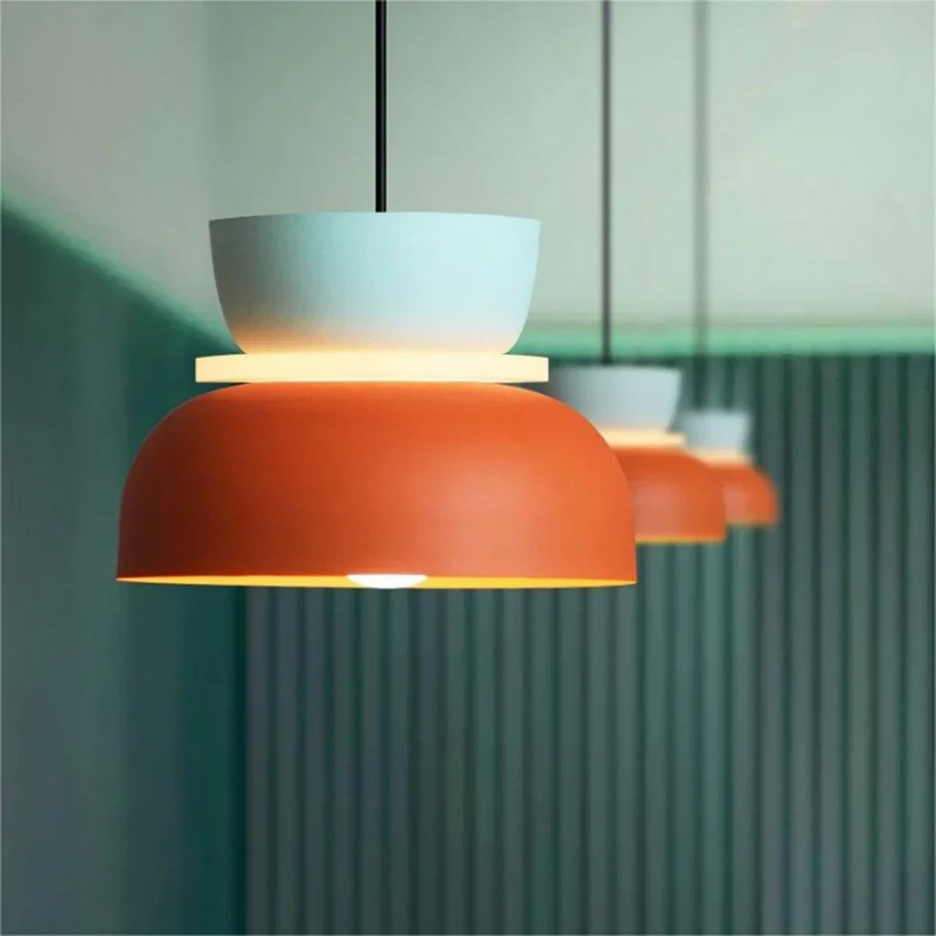 Lampa Sufitowa Wisząca w Stylu Nordic Color Block | Kolorowy Żyrandol LED
