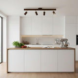 Drewniana Lampa Sufitowa na Szynie | Nowoczesny Reflektor LED do Salonu i Korytarza