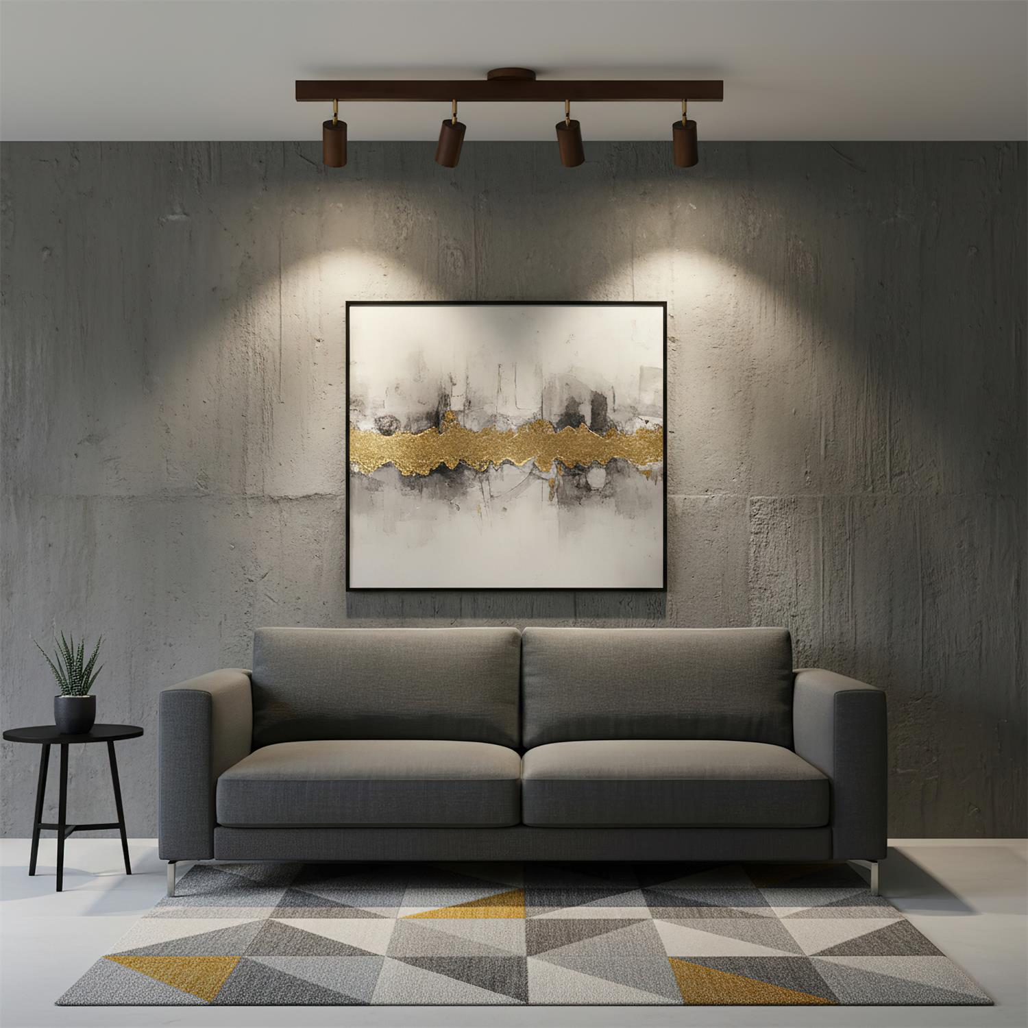 Drewniana Lampa Sufitowa na Szynie | Nowoczesny Reflektor LED do Salonu i Korytarza