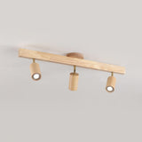 Drewniana Lampa Sufitowa na Szynie | Nowoczesny Reflektor LED do Salonu i Korytarza