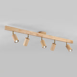 Drewniana Lampa Sufitowa na Szynie | Nowoczesny Reflektor LED do Salonu i Korytarza