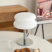 Lampa Stołowa Bauhaus ze Szklanym Kloszem | Minimalistyczna Lampka Nocna