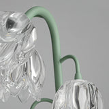 Szklana Lampa Stołowa w Kwiatowym Stylu | Dekoracyjna Lampka do Sypialni i Salonu