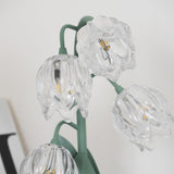 Szklana Lampa Stołowa w Kwiatowym Stylu | Dekoracyjna Lampka do Sypialni i Salonu