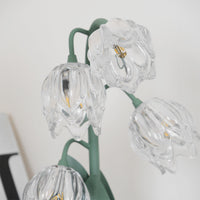 Szklana Lampa Stołowa w Kwiatowym Stylu | Dekoracyjna Lampka do Sypialni i Salonu