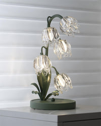 Szklana Lampa Stołowa w Kwiatowym Stylu | Dekoracyjna Lampka do Sypialni i Salonu