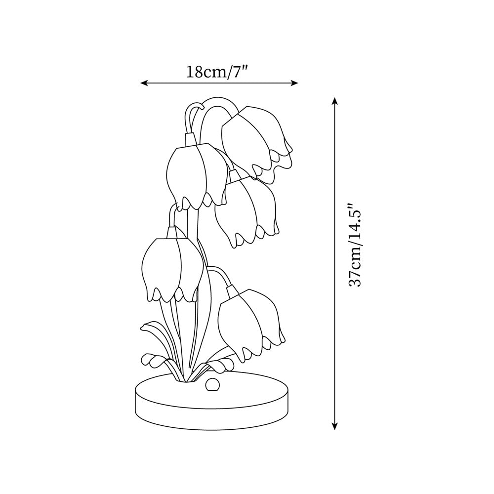 Szklana Lampa Stołowa w Kwiatowym Stylu | Dekoracyjna Lampka do Sypialni i Salonu